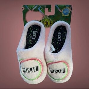 NWT WICKED Girls Slippers - White with Pink Green Accents size 13-1